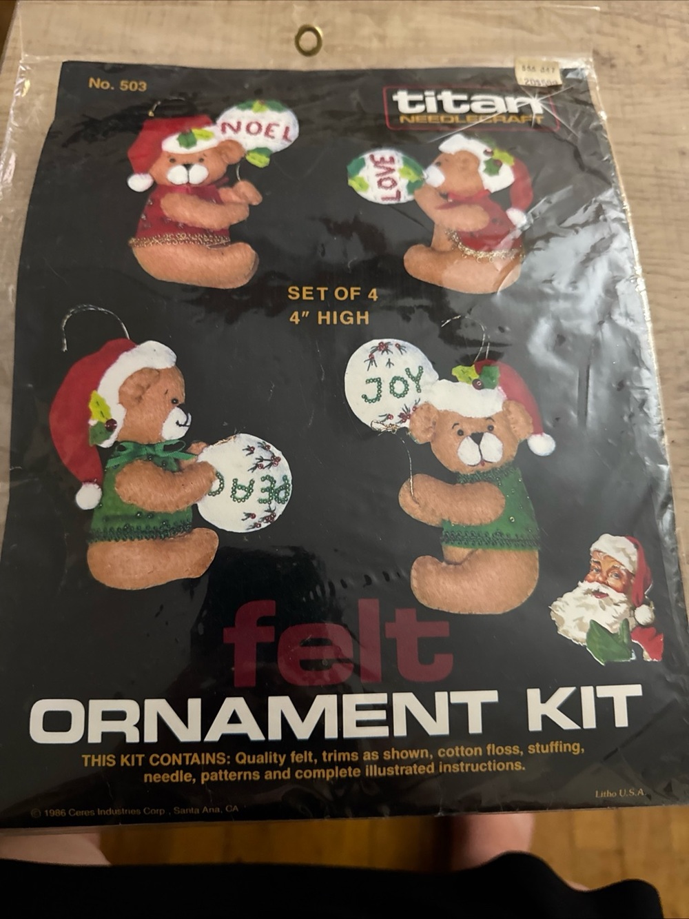 Titan Felt Ornament Kit - Brown & Red Teddy Bears (Set of 4)